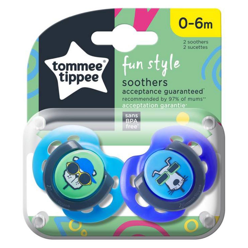 Tommee Tippee Fun Style Soother For 0-6 Months+ Babies, Pack of 2's - Easy Pharmacy LLC