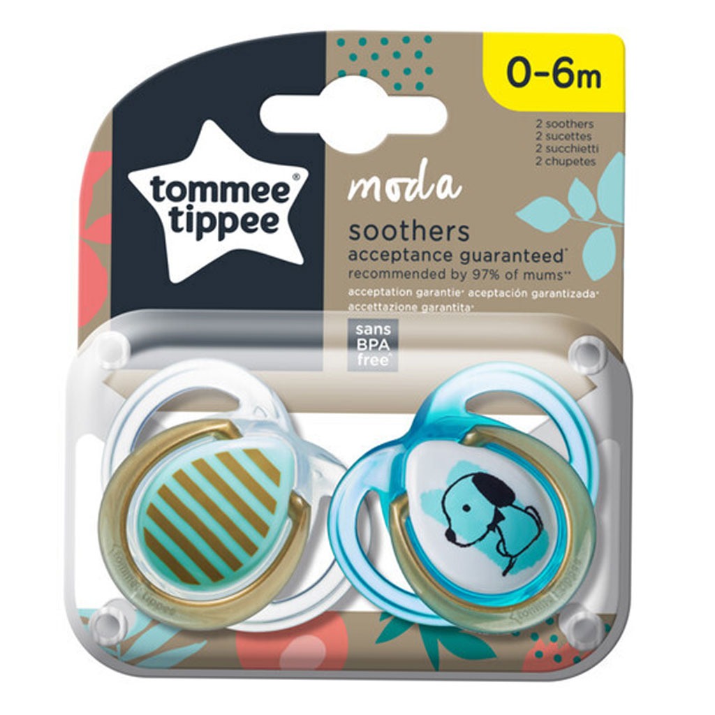 Tommee Tippee MODA Orthodontic Soother For 0-6 Months Baby Boy-Pack Of 2 - Easy Pharmacy LLC