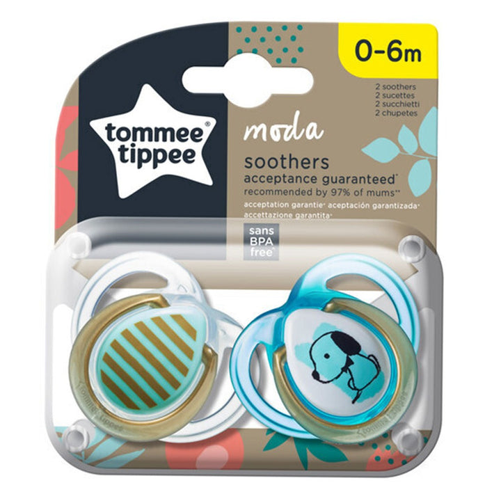 Tommee Tippee MODA Orthodontic Soother For 0-6 Months Baby Boy-Pack Of 2 - Easy Pharmacy LLC