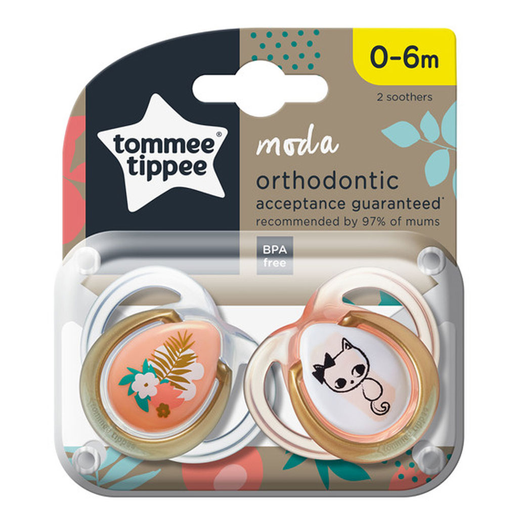 Tommee Tippee MODA Orthodontic Soother For 0-6 Month Baby Girls-Pack Of 2 - Easy Pharmacy LLC