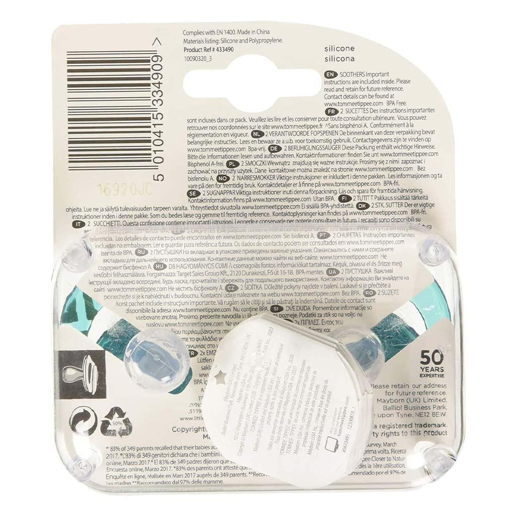 Tommee Tippee MODA Orthodontic Soother For 6-18 Months Baby Boy-Pack Of 2 - Easy Pharmacy LLC