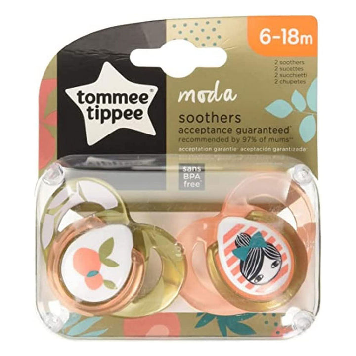 Tommee Tippee MODA Orthodontic Soother For 6-18 Months Baby Girl-Pack Of 2 - Easy Pharmacy LLC
