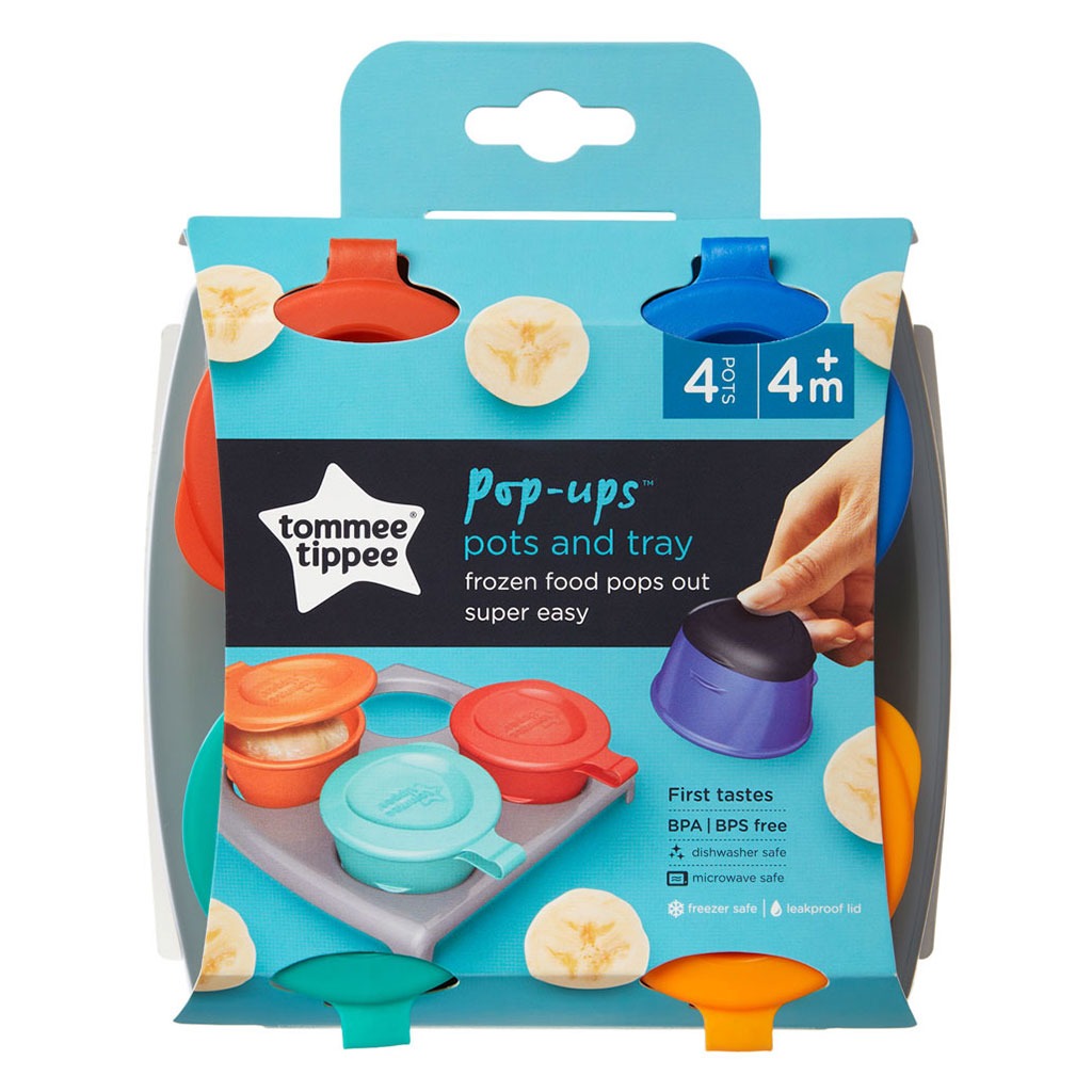 Tommee Tippee Pop Ups Freezer Pots & Tray Multicolor For 4 Months+ babies-Pack of 4 - Easy Pharmacy LLC