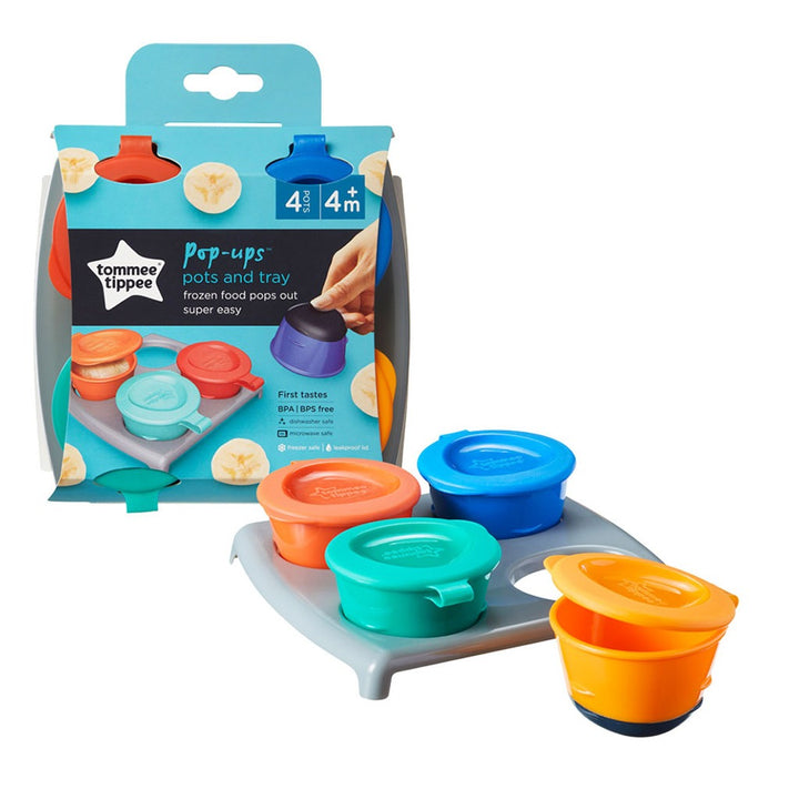 Tommee Tippee Pop Ups Freezer Pots & Tray Multicolor For 4 Months+ babies-Pack of 4 - Easy Pharmacy LLC