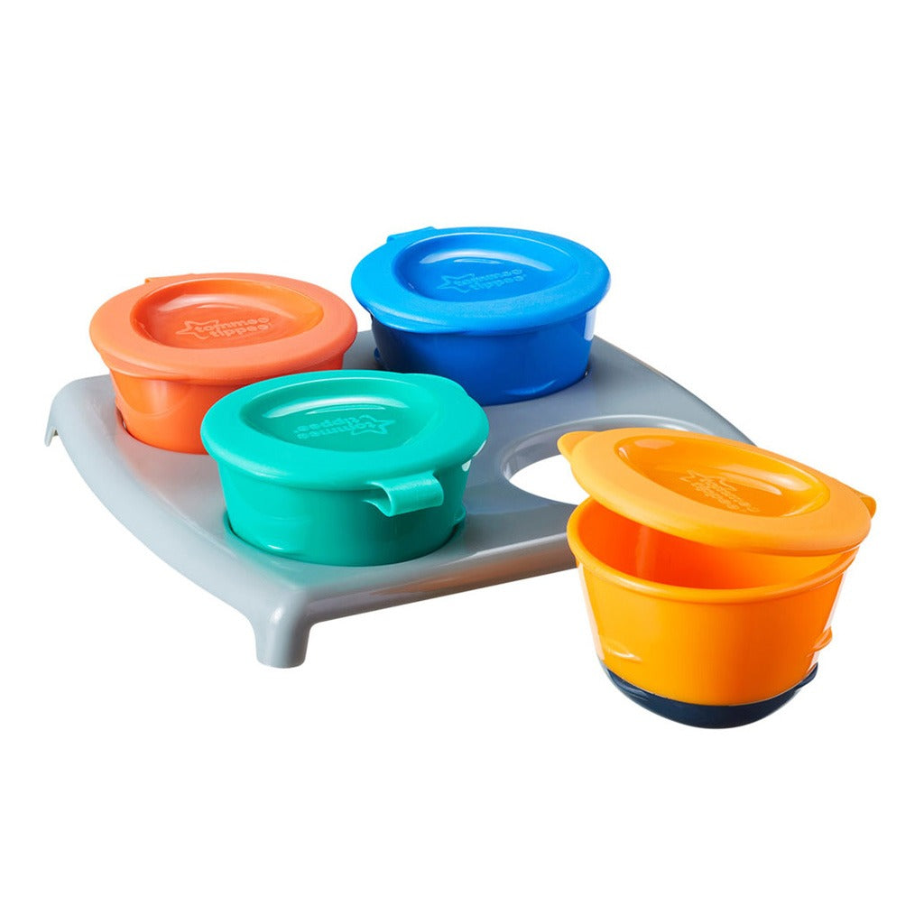 Tommee Tippee Pop Ups Freezer Pots & Tray Multicolor For 4 Months+ babies-Pack of 4 - Easy Pharmacy LLC