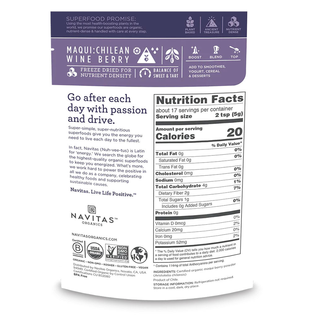 Navitas Organics Plant based Superfood Organic Maqui Powder 85g - Easy Pharmacy LLC