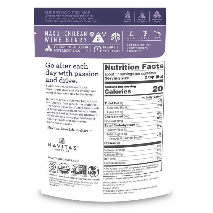 Navitas Organics Plant based Superfood Organic Maqui Powder 85g - Easy Pharmacy LLC