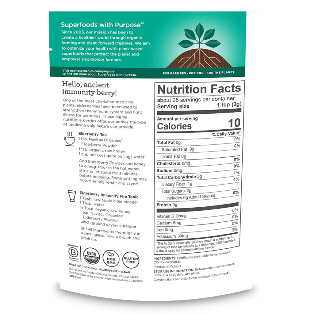 Navitas Organics Plant based Superfood Organic Elderberry Powder 85g - Easy Pharmacy LLC