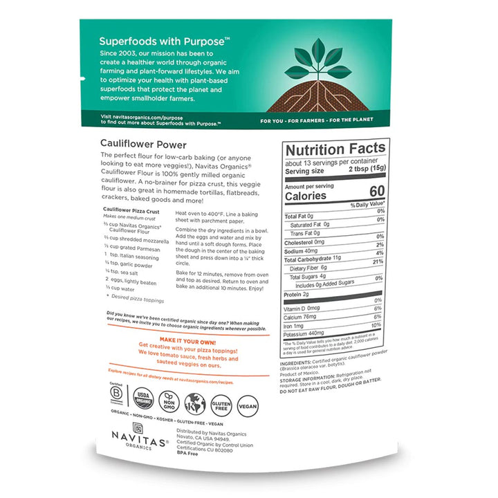Navitas Organics Plant based Superfood Organic Cauliflower Flour 198g - Easy Pharmacy LLC