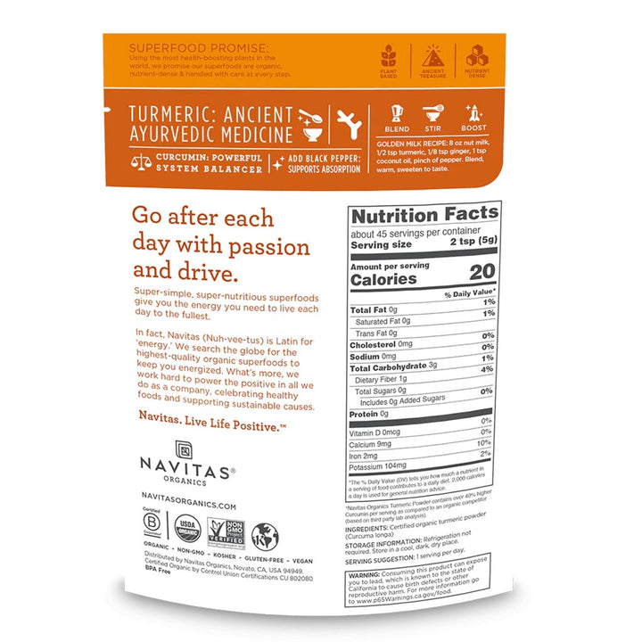 Navitas Organics Plant based Superfood Organic Turmeric Powder 227g - Easy Pharmacy LLC