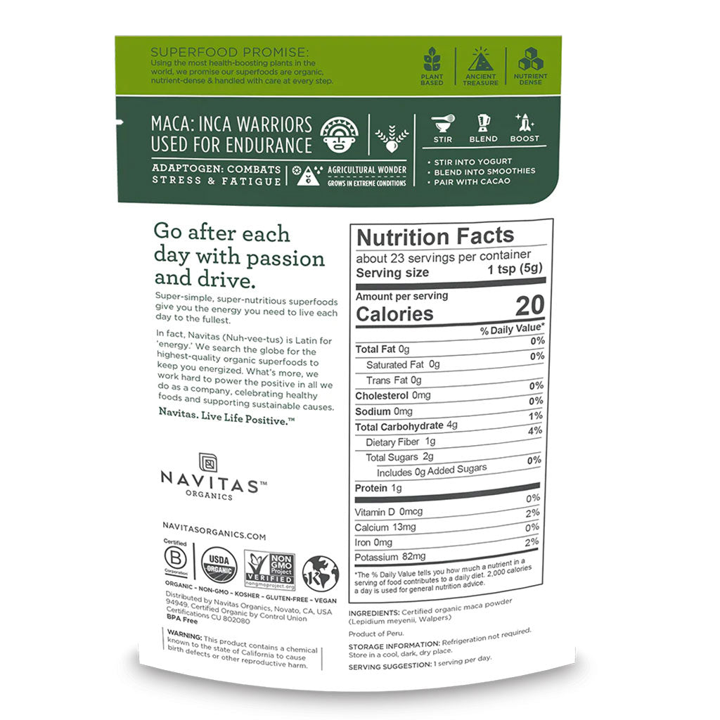 Navitas Organics Plant based Superfood Organic Maca Powder 113g - Easy Pharmacy LLC