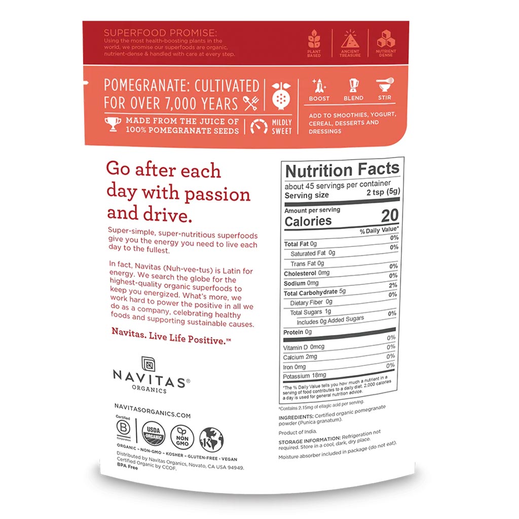 Navitas Organics Plant based Superfood Organic Pomegranate Powder 227g - Easy Pharmacy LLC