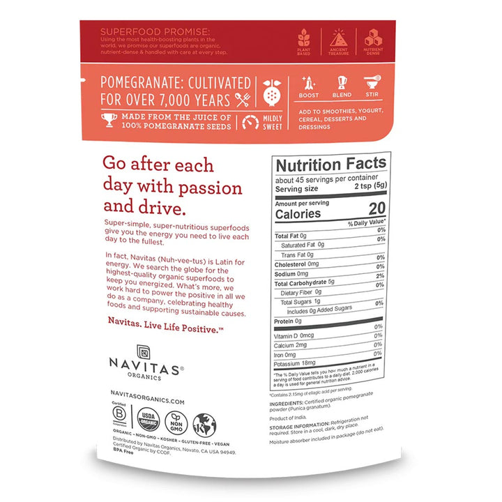 Navitas Organics Plant based Superfood Organic Pomegranate Powder 227g - Easy Pharmacy LLC