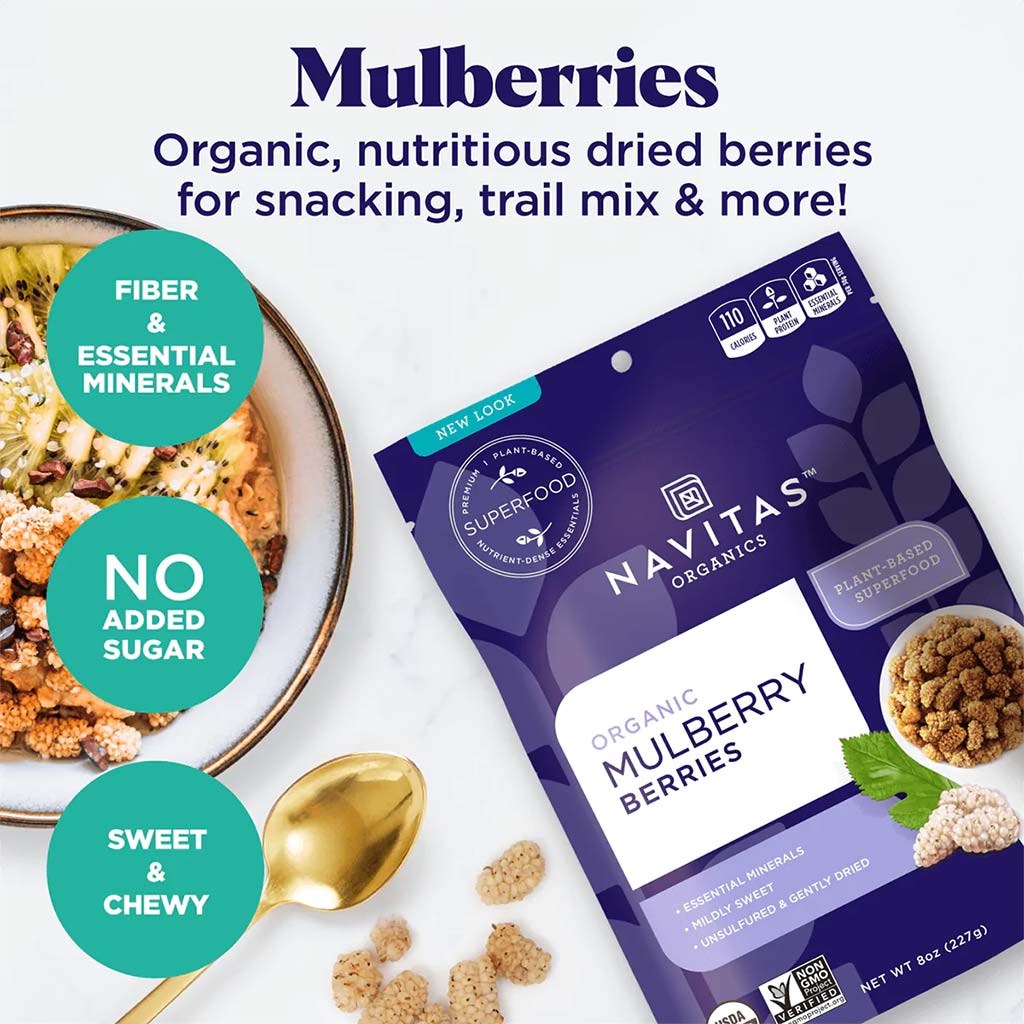 Navitas Organics Plant based Superfood Organic Mulberry Berries 227g - Easy Pharmacy LLC