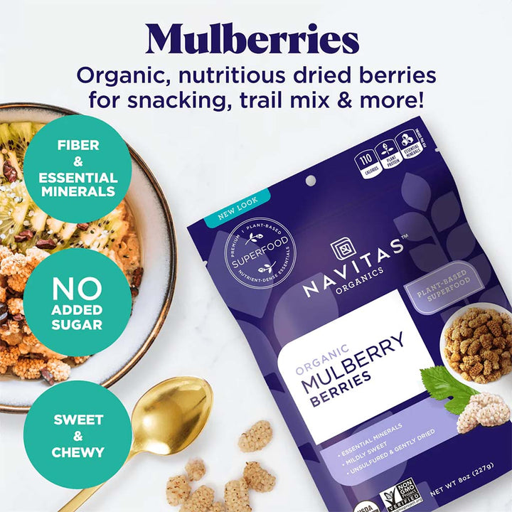 Navitas Organics Plant based Superfood Organic Mulberry Berries 227g - Easy Pharmacy LLC