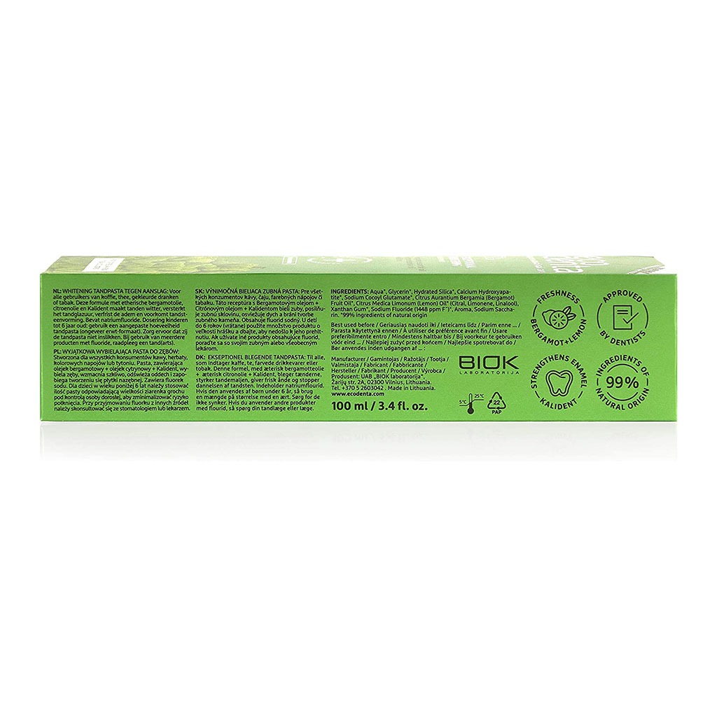 Ecodenta Exceptional Whitening Fluoride Toothpaste With Bergamot And Lemon Essential Oil 100ml - Easy Pharmacy LLC