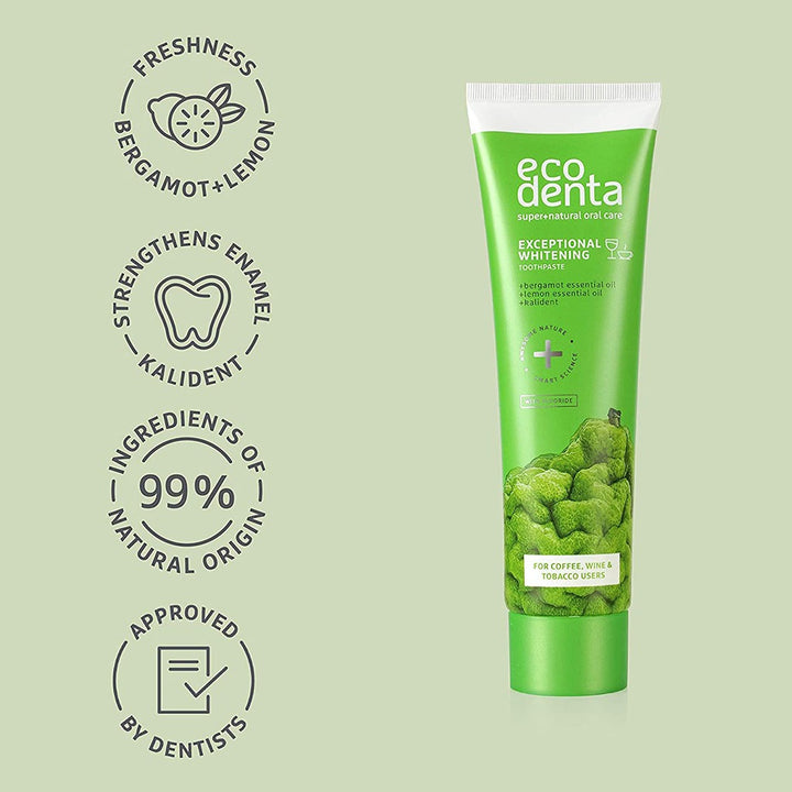 Ecodenta Exceptional Whitening Fluoride Toothpaste With Bergamot And Lemon Essential Oil 100ml - Easy Pharmacy LLC