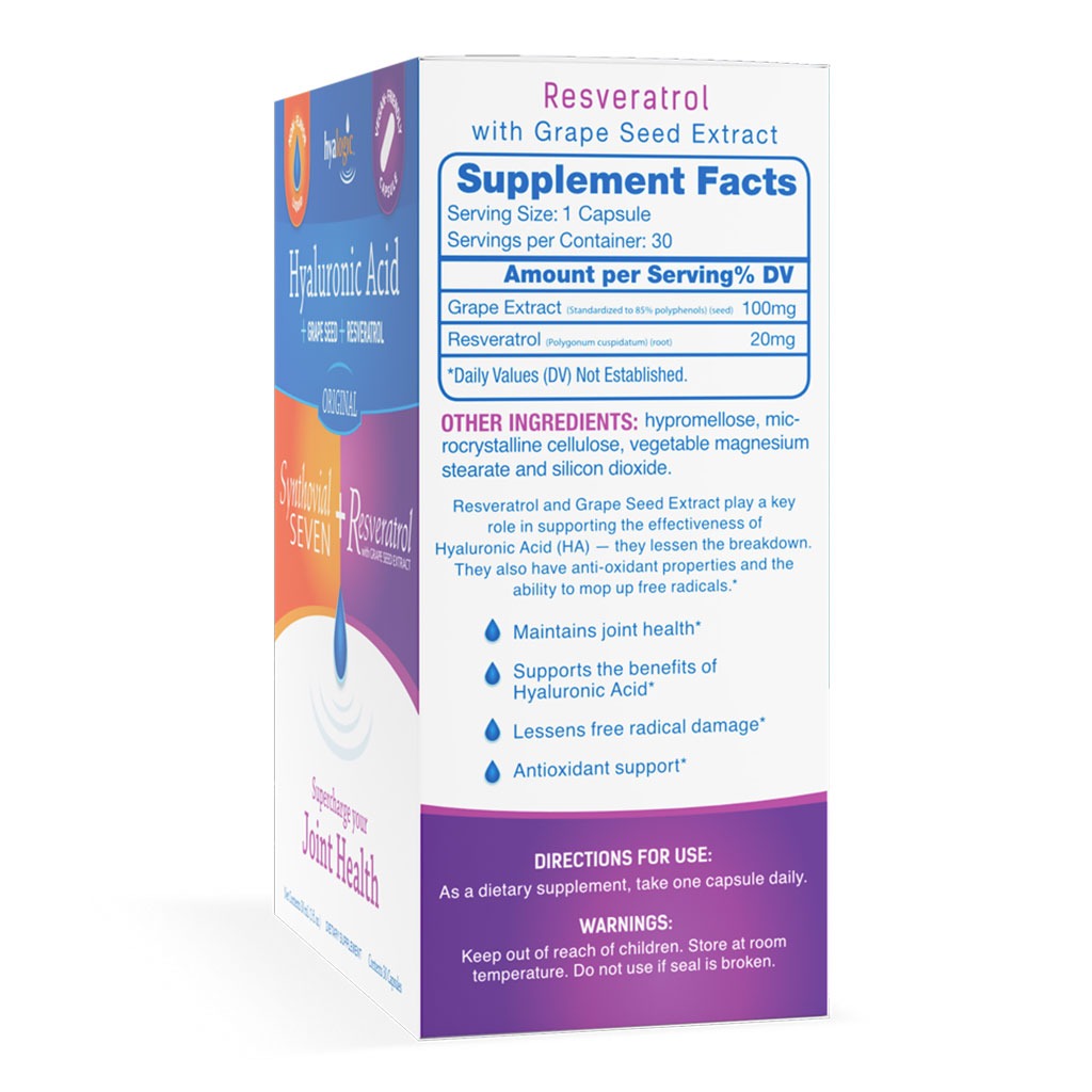 Hyalogic Synthovial Seven Hyaluronic Acid Liquid 30ml + Resveratrol With Grape Seed Extract Capsules 30's For Joint Health - Easy Pharmacy LLC