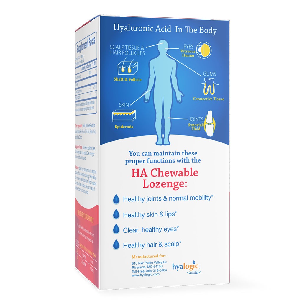 Hyalogic Hyaluronic Acid Chewable Lozenges For Joints, Skin & Eye 60's - Easy Pharmacy LLC