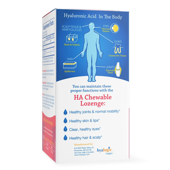 Hyalogic Hyaluronic Acid Chewable Lozenges For Joints, Skin & Eye 60's - Easy Pharmacy LLC