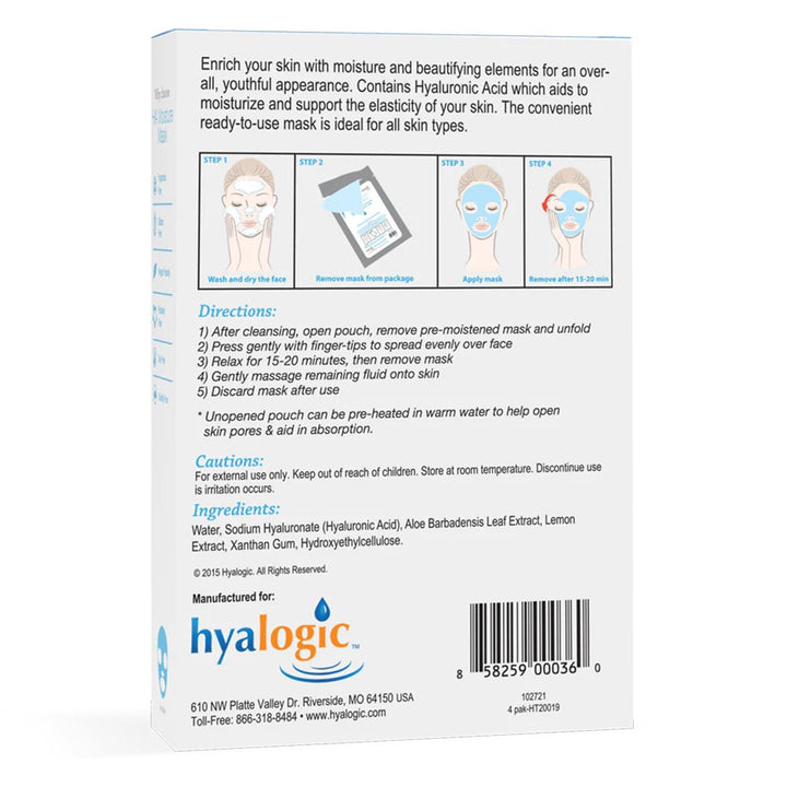Hyalogic Hyaluronic Acid Radiance And Moisture Boosting Facial Mask 4's - Easy Pharmacy LLC