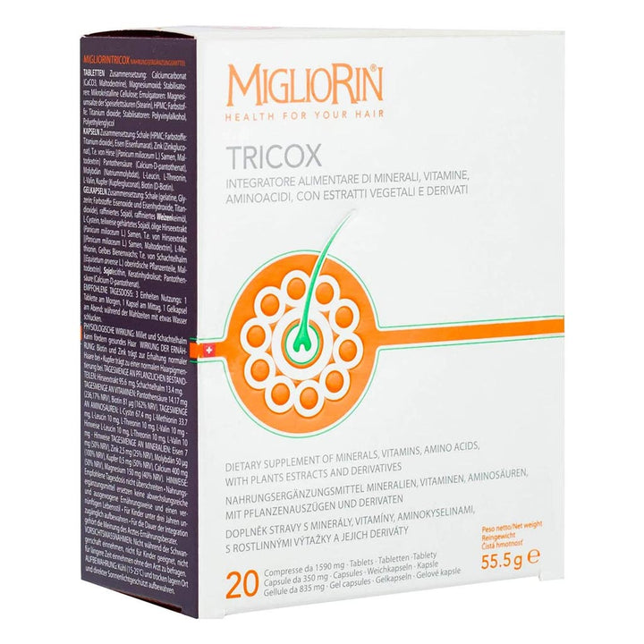 Migliorin Tricox Tablets 20 Servings + Adjuvant Anti-Hair Loss Spray Lotion 125ml Anti-Hair Loss PROMO PACK - Easy Pharmacy LLC