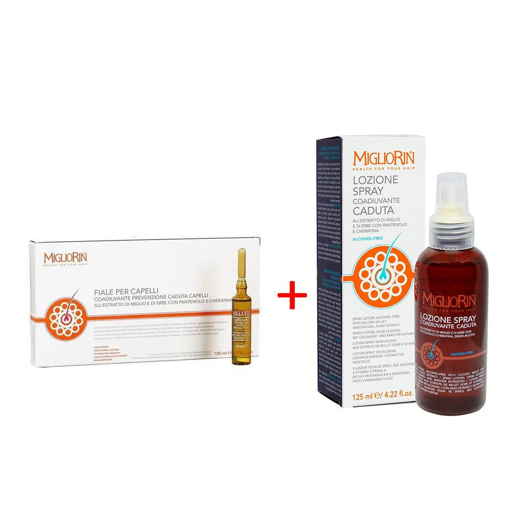 Migliorin Anti-Hair loss Phials 10ml 10's + Alcohol Free Hair Spray 125ml Anti-Hair Loss PROMO PACK - Easy Pharmacy LLC