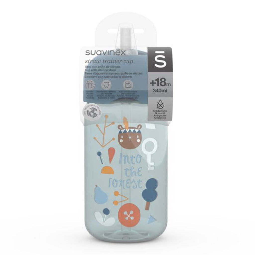 Suavinex Straw Trainer Bottle Forest Blue For Babies L3 - Easy Pharmacy LLC