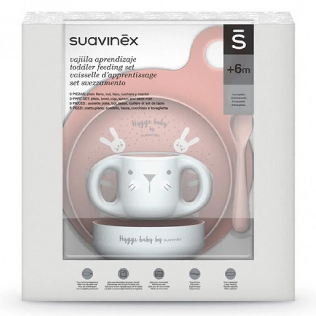 Suavinex Hygge Baby Toddler Feeding 5 Piece Set For 6 Months+ Baby Girl - Easy Pharmacy LLC