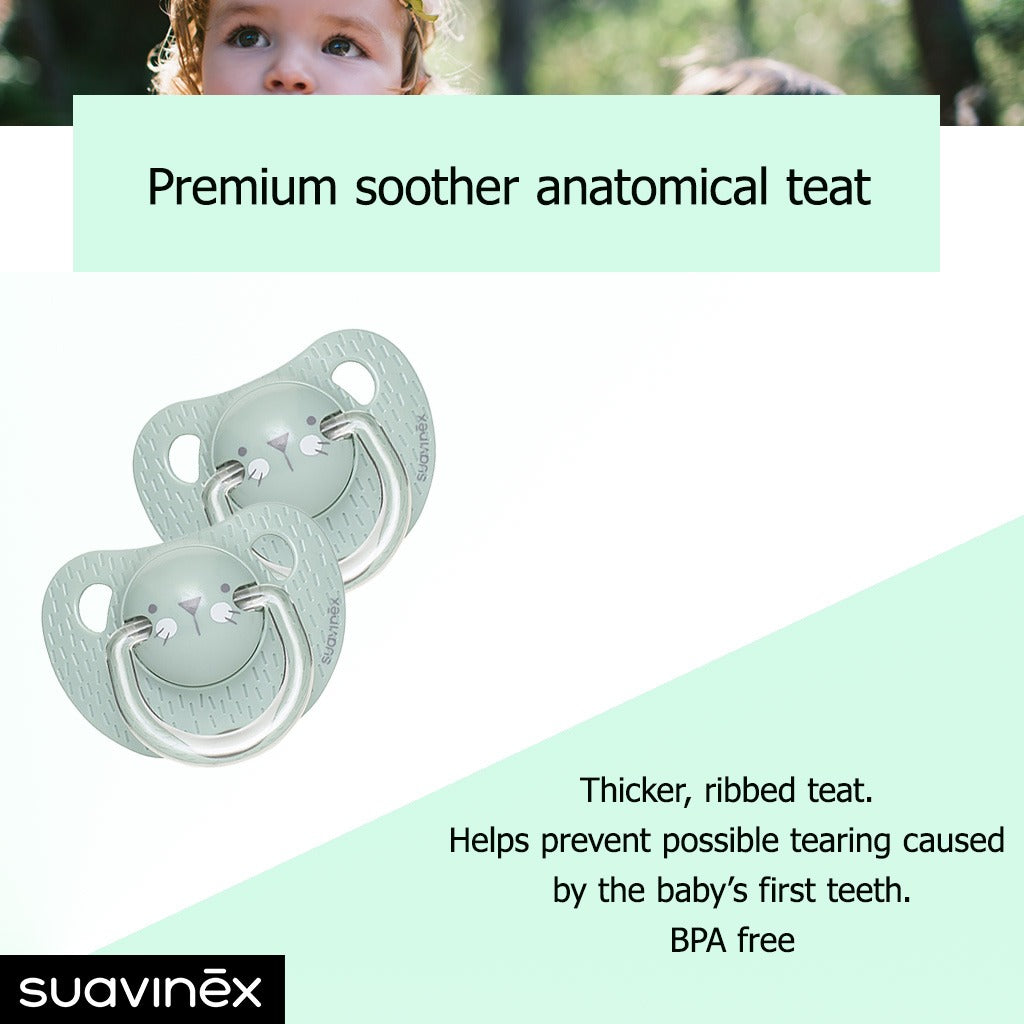 Suavinex Evolution Anatomical Soother Green Whiskers 0-6 Months - Easy Pharmacy LLC