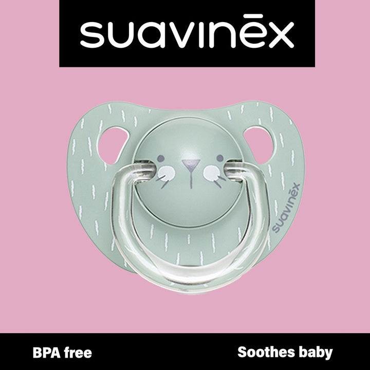 Suavinex Evolution Anatomical Soother For 6-18 Months Baby, Whiskers - Green - Easy Pharmacy LLC