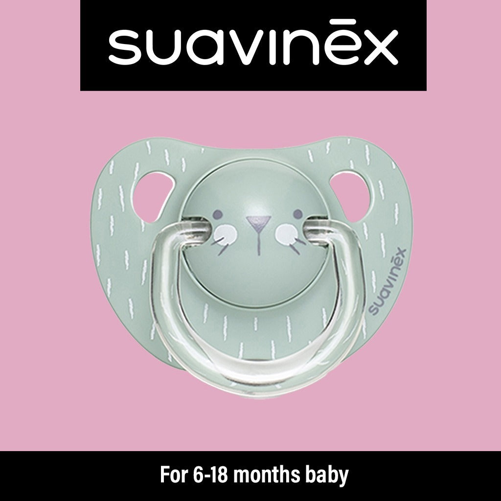 Suavinex Evolution Anatomical Soother For 6-18 Months Baby, Whiskers - Green - Easy Pharmacy LLC