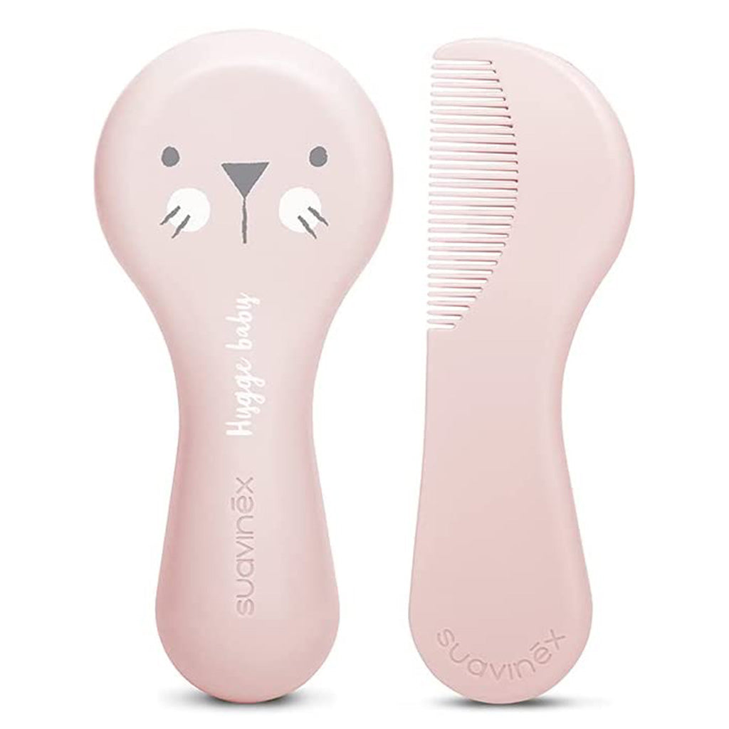 Suavinex Hygge Soft Bristles Brush & Comb Set For 0 Months+ Baby - Pink, Pack of 2 Pieces - Easy Pharmacy LLC