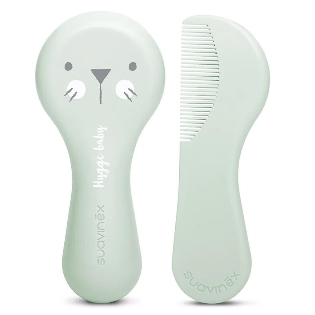 Suavinex Hygge Soft Bristles Brush & Comb Set For 0 Months+ Baby - Green, Pack of 2 Pieces - Easy Pharmacy LLC