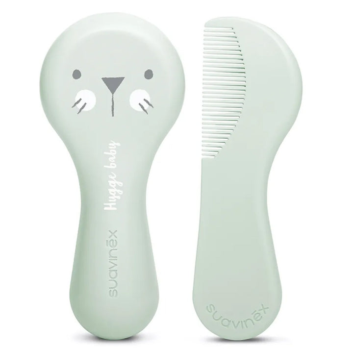 Suavinex Hygge Soft Bristles Brush & Comb Set For 0 Months+ Baby - Green, Pack of 2 Pieces - Easy Pharmacy LLC