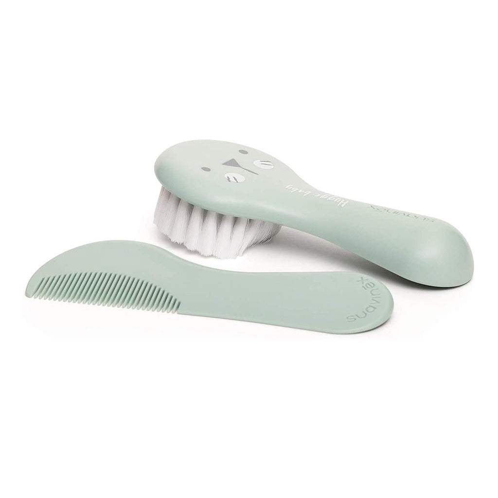 Suavinex Hygge Soft Bristles Brush & Comb Set For 0 Months+ Baby - Green, Pack of 2 Pieces - Easy Pharmacy LLC
