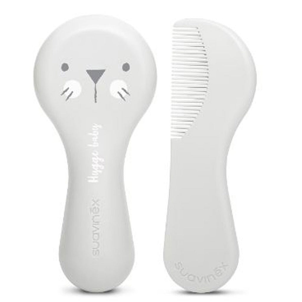 Suavinex Hygge Soft Bristles Brush & Comb Set For 0 Months+ Baby - Grey, Pack of 2 Pieces - Easy Pharmacy LLC