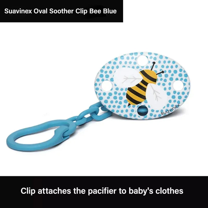 Suavinex Oval Soother Clip For 4-18 Months Baby, Bee Blue, Pack of 1's - Easy Pharmacy LLC