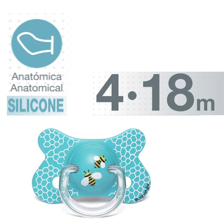 Suavinex Fusion Soother Anatomical Honeycomb Blue For 4-18 Month Babies - Easy Pharmacy LLC