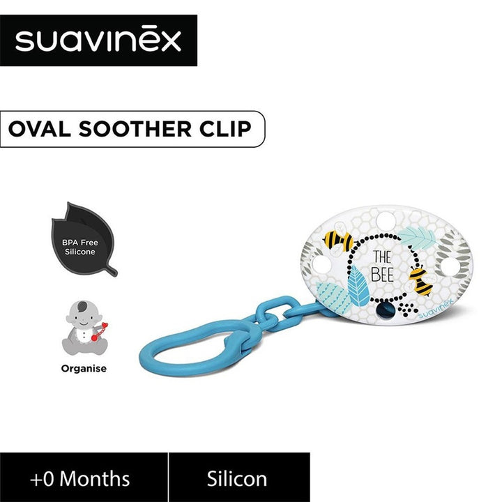 Suavinex Oval Soother Clip Bee Blue For Babies - Easy Pharmacy LLC