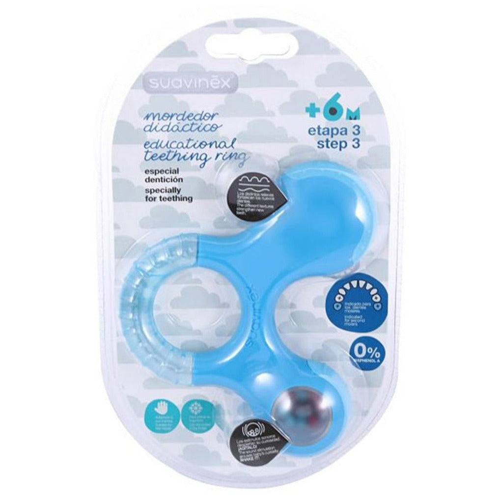Suavinex Step 3 Educational Teething Ring For 6 Months+ Baby - Blue - Easy Pharmacy LLC