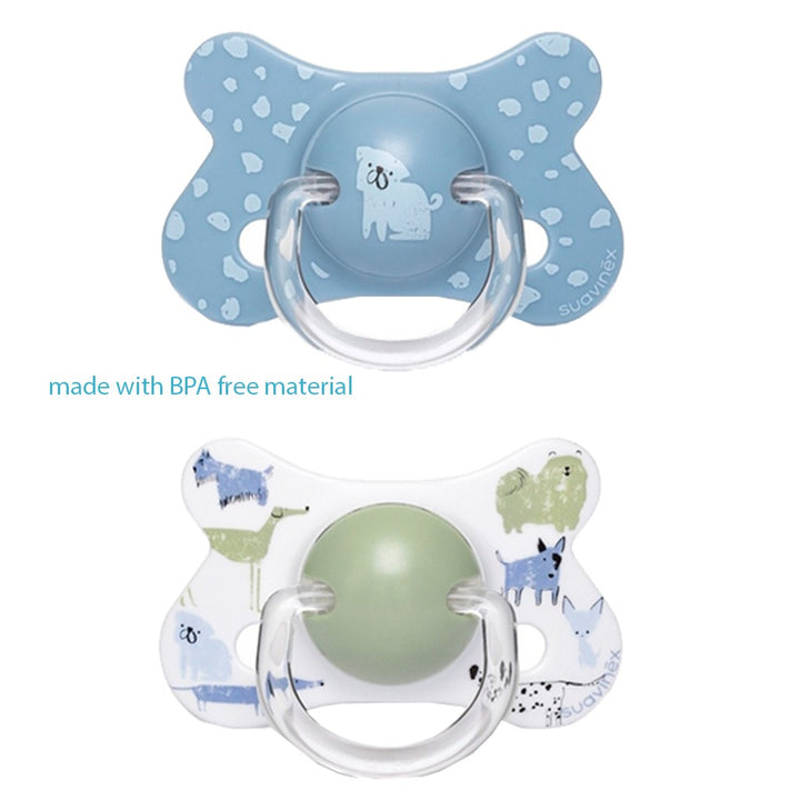 Suavinex Physiological Fusion Soother For 18+ Months Baby - Dogs Blue Green, Pack of 2's - Easy Pharmacy LLC