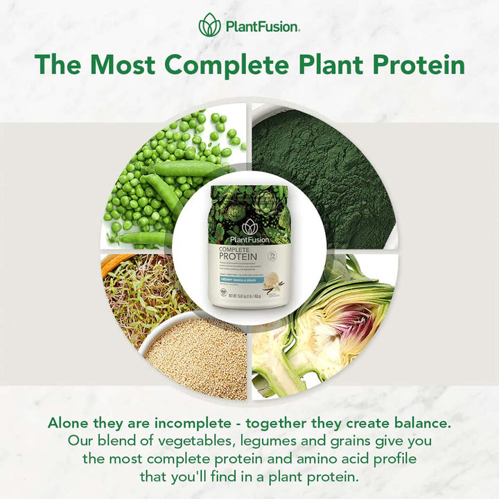 PlantFusion Complete Plant Protein Powder Creamy Vanilla Bean 1Lbs - Easy Pharmacy LLC