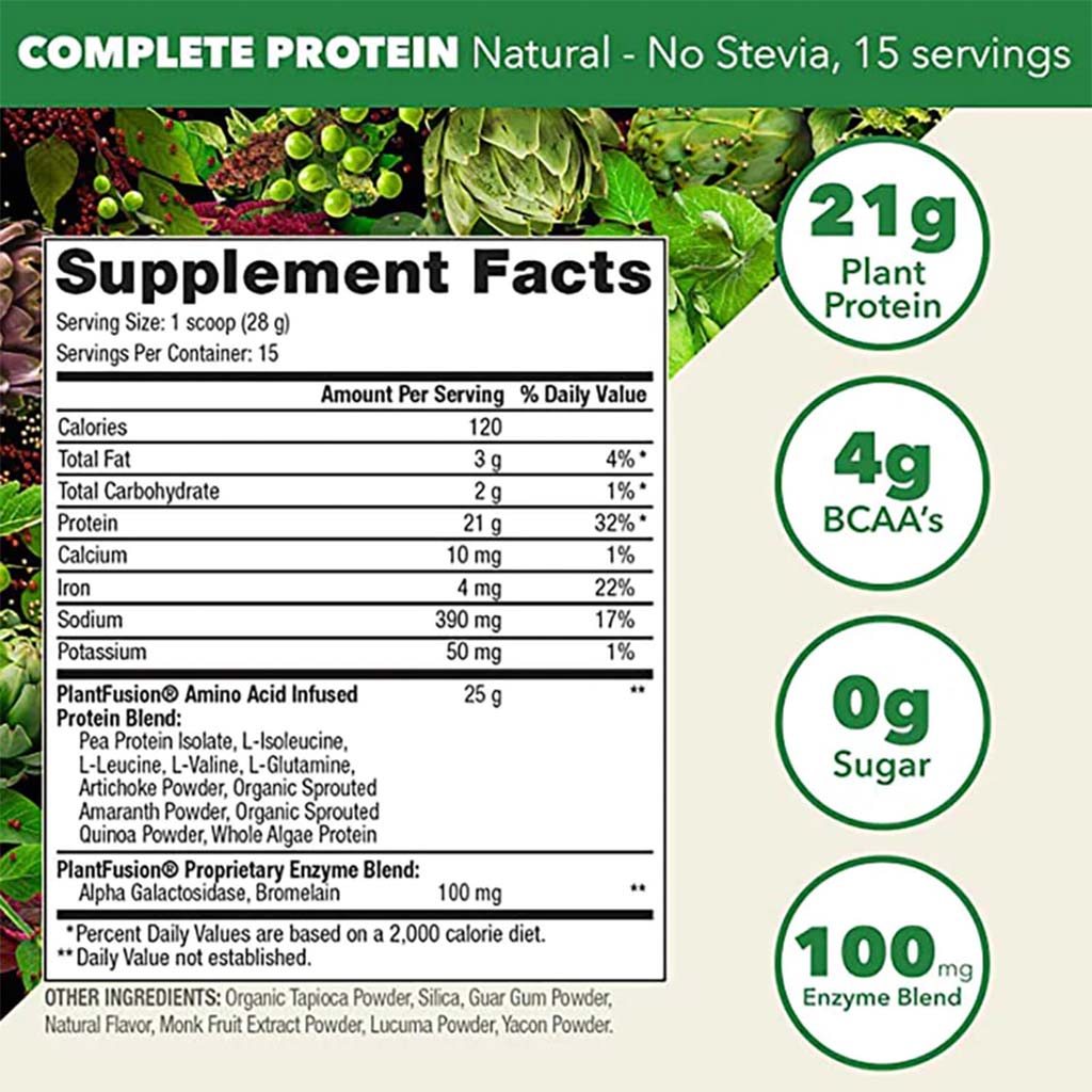 PlantFusion Complete Plant Protein Powder Natural - No Stevia 1Lbs - Easy Pharmacy LLC