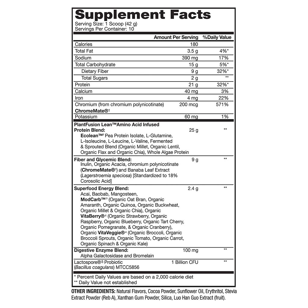 PlantFusion Complete Lean Plant Protein Powder Chocolate Brownie 420g - Easy Pharmacy LLC