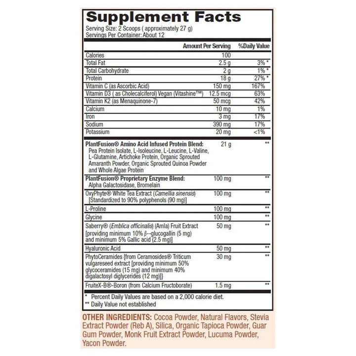 PlantFusion Complete Plant Collagen Powder Chocolate 324g - Easy Pharmacy LLC
