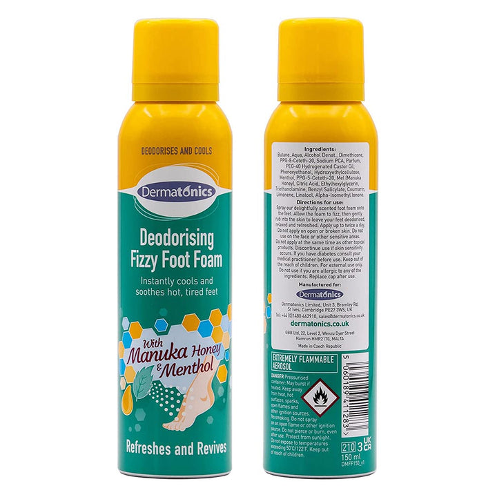 Dermatonics Deodorizing Fizzy Foot Foam With Manuka Honey And Menthol 150ml - Easy Pharmacy LLC