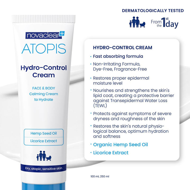 Novaclear Atopis Hydro-Control Calming & Hydrating Cream For Dry, Atopic & Sensitive Skin 250ml - Easy Pharmacy LLC