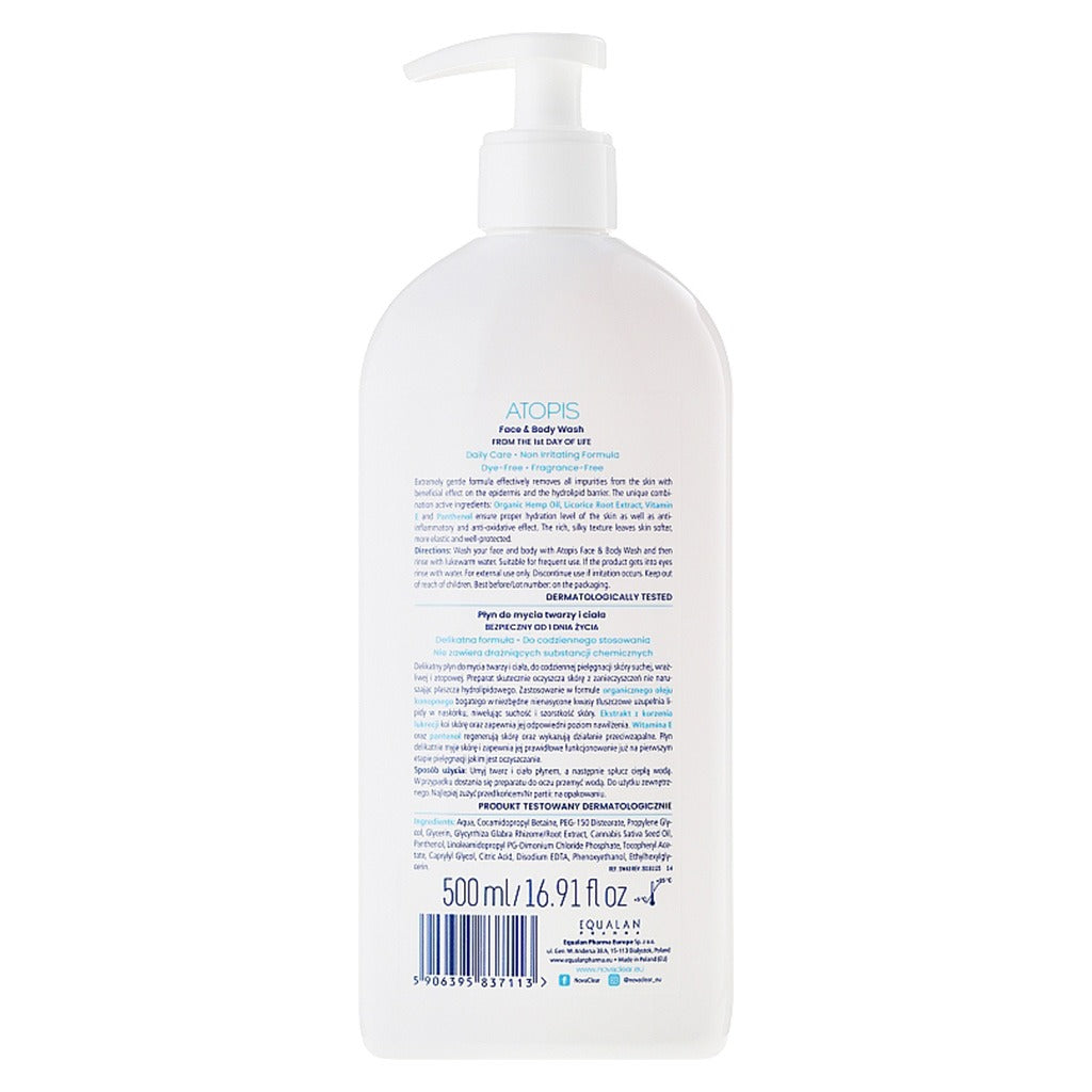 Novaclear Atopis Gentle Face & Body Wash For Dry, Atopic & Sensitive Skin 500ml - Easy Pharmacy LLC