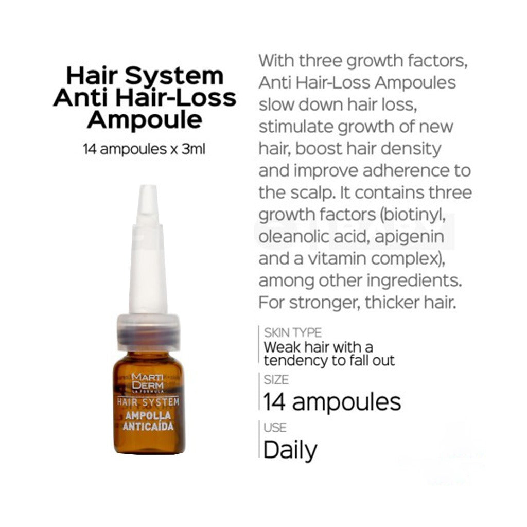 Marti Derm Hair System Anti-HairLoss Ampoule 3ml 14's - Easy Pharmacy LLC